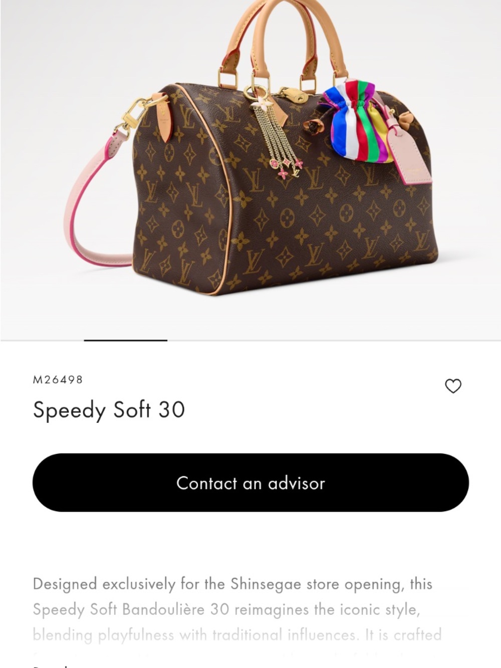 Louis Vuitton Brown Monogram Speedy Soft 30 with Pink Strap and Multicolor Charm